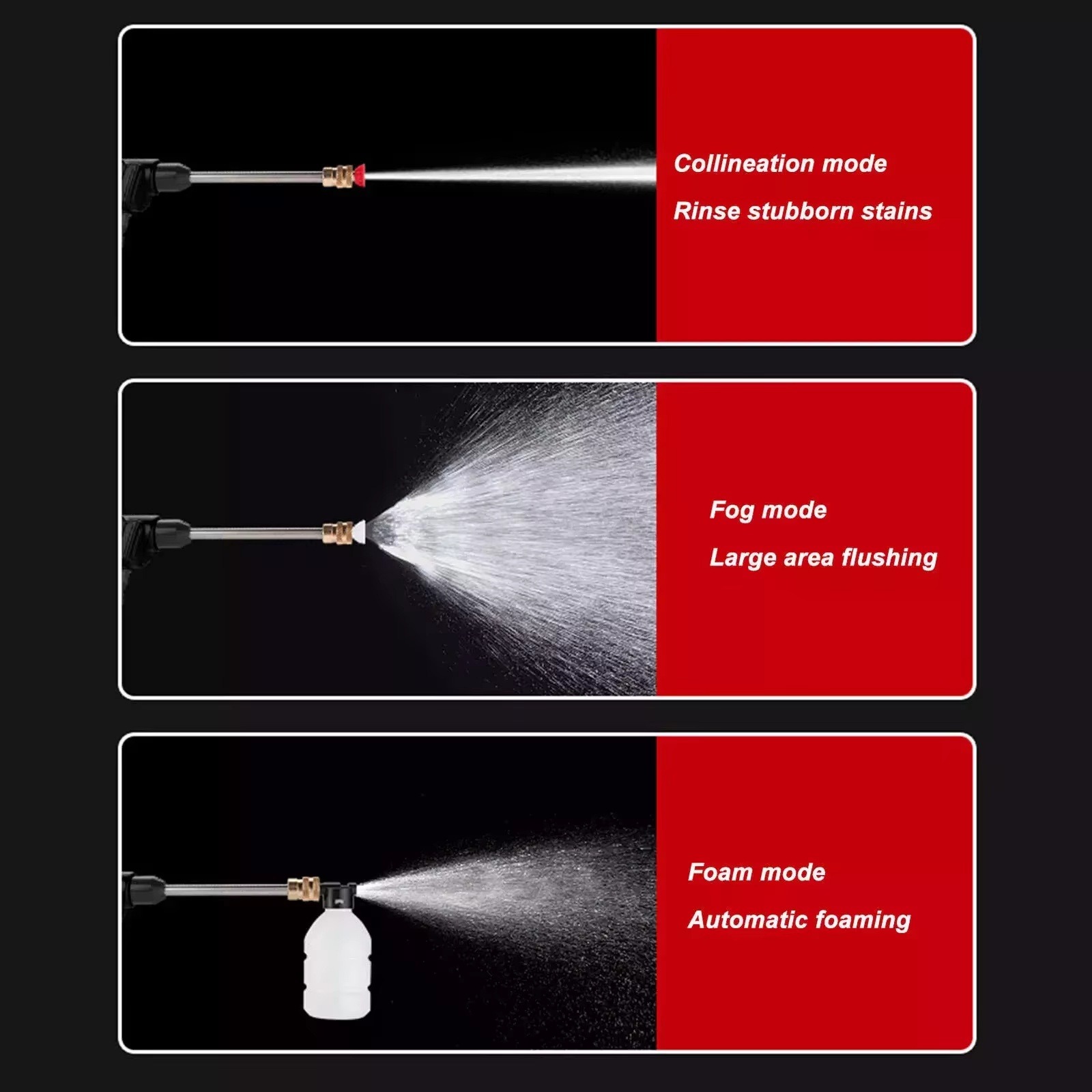 Trois modes de pulvérisation